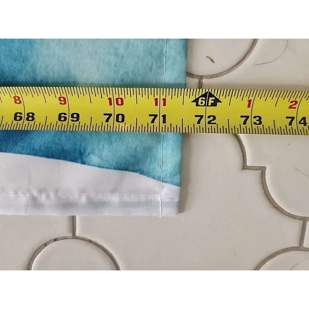 EXTRA LONG Shower Curtain Coastal Pink Flamingos w/ Teal Palm Fronds 71